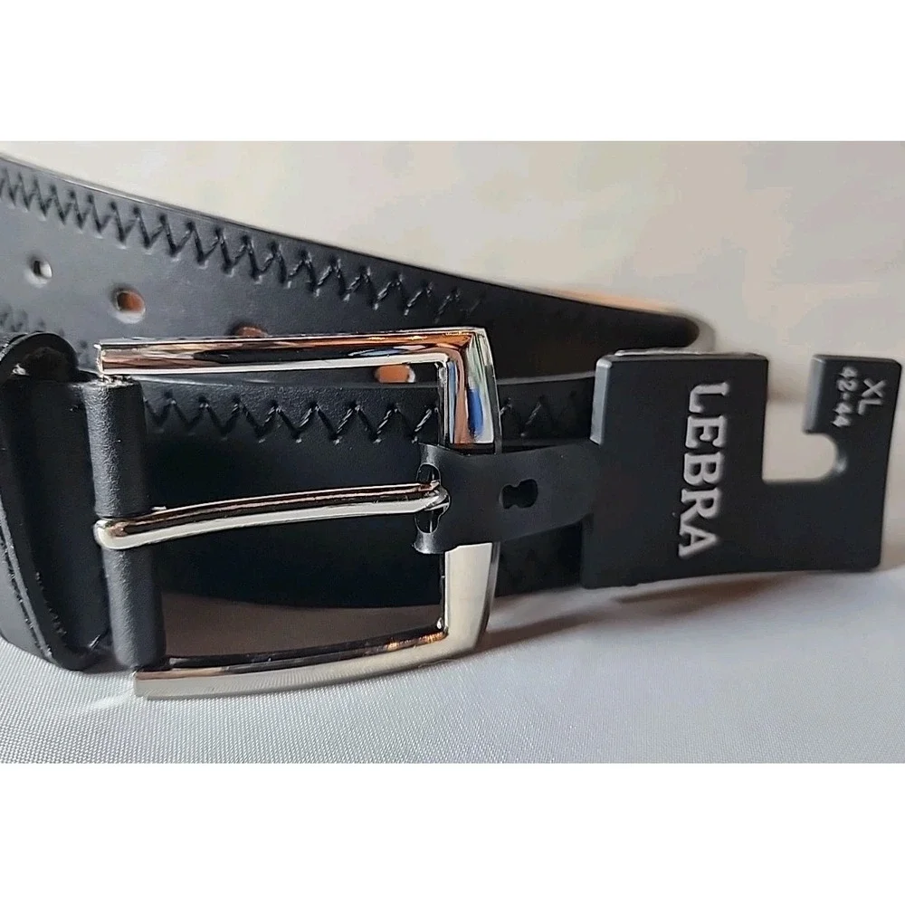 NWT Men's XL 42-44 Black Genuine Leather Work/Casual Belt 1.5